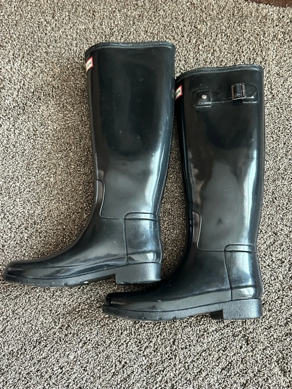 Hunter Original Tall Gloss Slate Rain Boots US 5 Waterproof